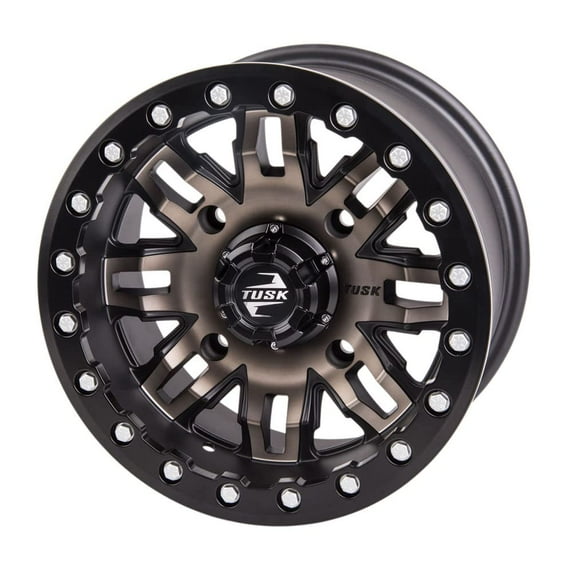 4/137 Tusk Teton Beadlock Wheel 14x7 4.0 + 3.0 Smoke/Black for Can-Am Outlander 850 Dps 2022
