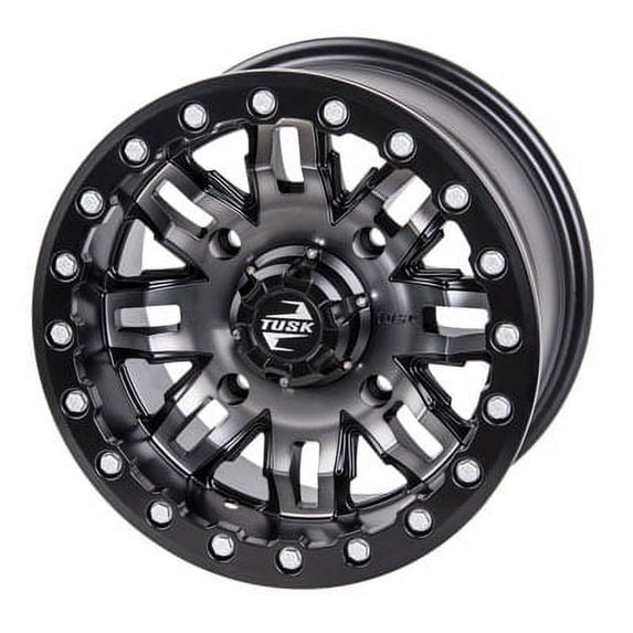 4/137 Tusk Teton Beadlock Wheel 14x7 5.0 + 2.0 Gun Metal/Black for Can-Am Renegade 1000 2012-2018