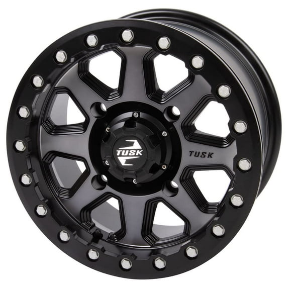 4/137 Tusk Uinta Beadlock Wheel 14x7 4.0 + 3.0 Gunmetal/Black for Can-Am Renegade 1000 2012-2019