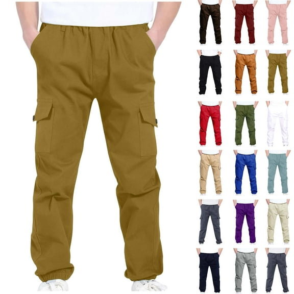 4-13Years Boys And Childrens Sports Cargo Pants Stretch Elastic Waist School Kids Twill Joggers