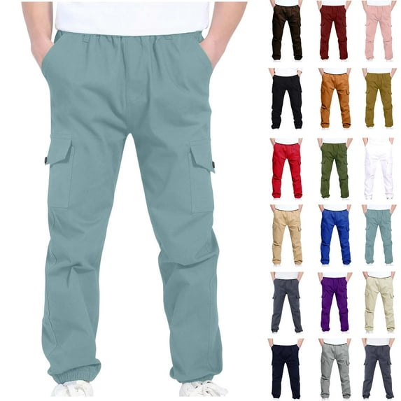 4-13Years Boys And Childrens Sports Cargo Pants Stretch Elastic Waist School Kids Twill Joggers