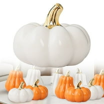 4.13x3.14 inch Ceramic Pumpkin,Small Ceramic Pumpkins,Porcelain Pumpkin Decor For Thanksgiving Fall Harvest Farmhouse Table Centerpiece, Mantel & Shelf Decor