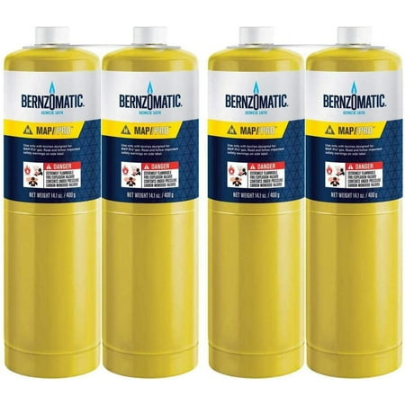 (4) 14.1 oz Bernzomatic Pre-Filled MAP-Pro Gas Torch Style Cylinder - Pack of 4