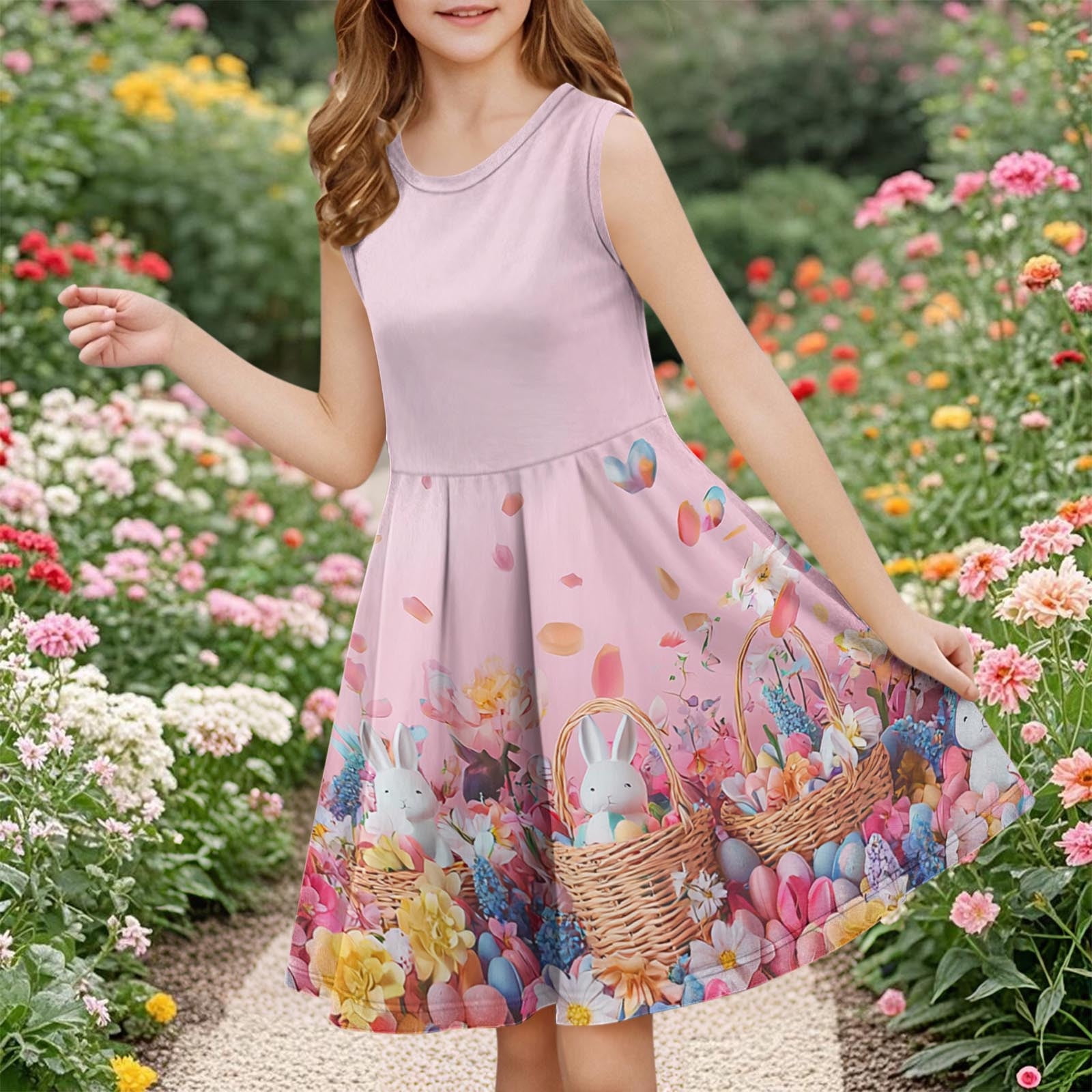 4-14 Years Girls Dress Summer Dress Ruffle Hem Midi Dress A-Line Kids Dress  Swing Party Dresses Evening Dress Children Festive Dresses Casual Dress  Pink 9-10 Years - Walmart.com