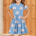 thumbnail image 1 of 4-14 Years Girls Dresses Kids 3D Print Dress Casual Short Sleeve for Princess Summer A-line Party Dresses Light Blue 9-10 Years, 1 of 5
