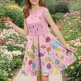 thumbnail image 1 of 4-14 Years Girls Dresses Ruffle Sleeves Summer Kids Cotton Casual Dress Round Neck Sleeveless Party Swing Festive Dress for Girls Pink 4-5 Years, 1 of 6