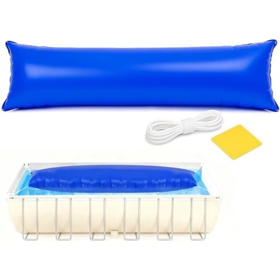 415 ft Extra-Large Pool Cover Air Pillow, 0.5 mm Cold-Resistant PVC Winterizing Ice Equalizer for Above-Ground & In-Ground Pools, with 49 ft Rope & Repair Patch, 4 Tie-Off Points (Dark Blue)