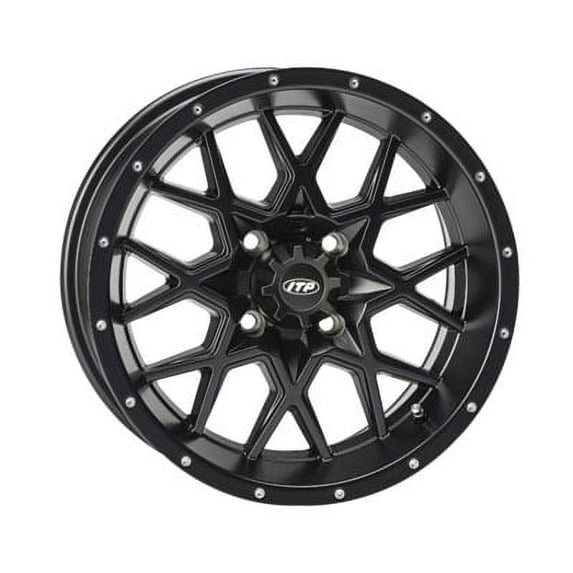 4/156 ITP Hurricane Wheel 14x7 4.0 + 3.0 Matte Black for Polaris SPORTSMAN 500 M.V. 2005