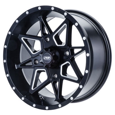 4/156 ITP Tornado Wheel 14x7 4.0 + 3.0 Matte Black for Polaris RANGER RZR XP 900 2011-2014