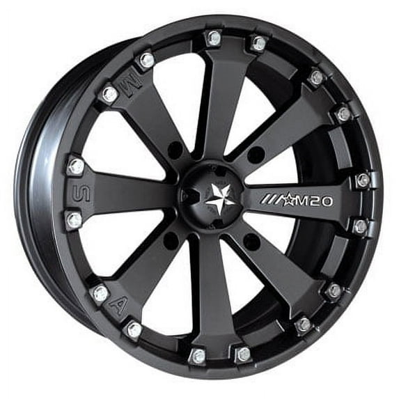 4/156 Motosport Alloys M20 Kore Wheel 14x7 3.5 + 3.5 Flat Black for Polaris RANGER RZR 800 XC 2014