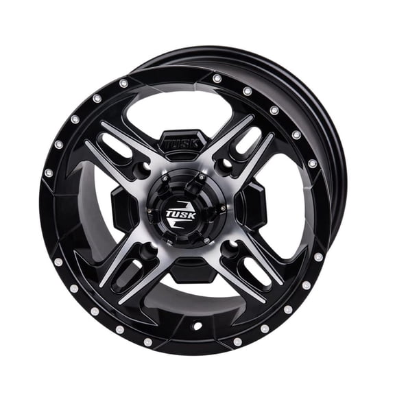 4/156 Tusk Beartooth Wheel 14x7 5.0 + 2.0 Machined/Black for Polaris Ranger 1000 Premium 2022