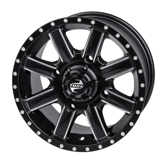 4/156 Tusk Cascade Wheel 12x7 4.0 + 3.0 Machined/Black for Polaris Atp 330 4x4 2004-2005
