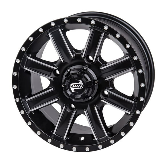 Tusk 185-276-0006F2Ed-3207D4 4/156 Cascade Wheel 12x7 4.0 + 3.0 Machined/Black for Polaris Sportsman 450 Ho Eps 2022-2025