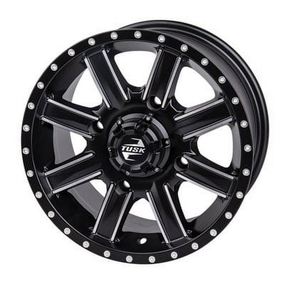 4/156 Tusk Cascade Wheel 12x7 4.0 + 3.0 Machined/Black for Polaris Trail Boss 330 2010-2013