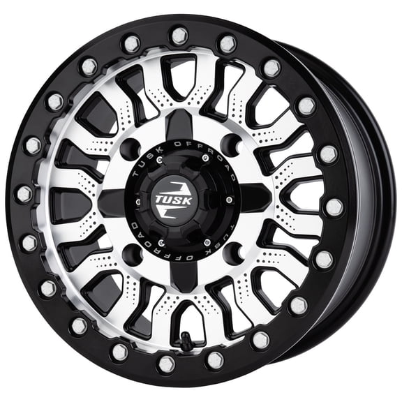 4/156 Tusk Fremont Beadlock Wheel 14x7 4.0 + 3.0 Machined/Black For Polaris RZR XP Turbo DYNAMIX Edition 2018-2019