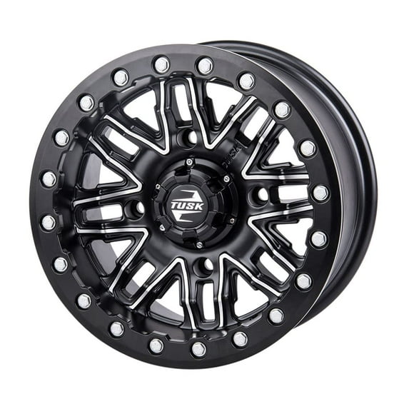 4/156 Tusk Nebo Beadlock Wheel 14x7 4.0 + 3.0 Machined/Black for Polaris Rzr xp Turbo Eps 2016-2021