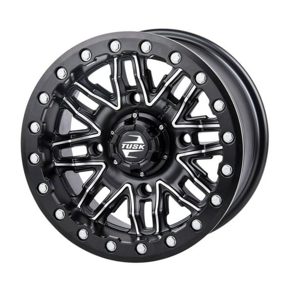 4/156 Tusk Nebo Beadlock Wheel 14x7 5.0 + 2.0 Machined/Black for Polaris Rzr Xp 4 1000 Ride Command Edition 2018-2019