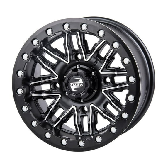 4/156 Tusk Nebo Beadlock Wheel 14x7 5.0 + 2.0 Machined/Black for Polaris Scrambler xp 1000 2014-2019