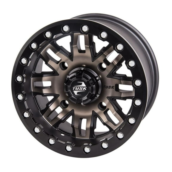 4/156 Tusk Teton Beadlock Wheel 14x7 4.0 + 3.0 Smoke/Black for Polaris Rzr Xp 4 Turbo Dynamix Edition 2018-2019