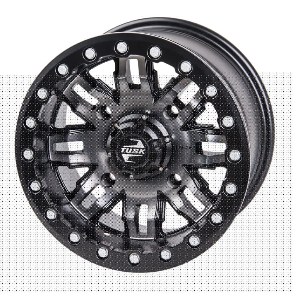 4/156 Tusk Teton Beadlock Wheel 14x7 5.0 + 2.0 Gun Metal/Black for Polaris Rzr Xp Turbo Dynamix Edition 2018-2019