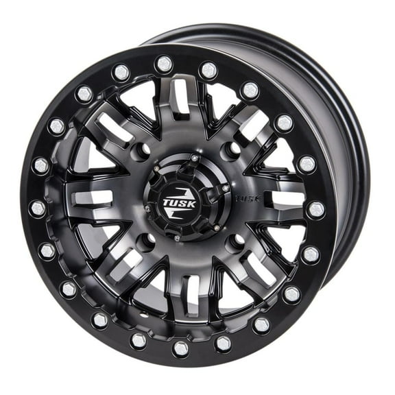 TUSK 4/156 Teton Beadlock Wheel 14x7 5.0 + 2.0 Gun Metal/Black for Polaris Ranger XP Kinetic Ultimate 2023-2024