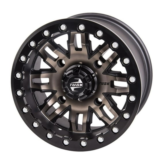 4/156 Tusk Teton Beadlock Wheel 14x7 5.0 + 2.0 Smoke/Black for Polaris Rzr xp 4 1000 Ride Command Edition 2018-2019