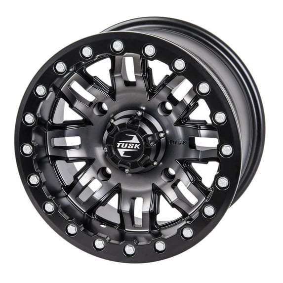 4/156 Tusk Teton Beadlock Wheel 15x7 5.0 + 2.0 Gun Metal/Black for Polaris General xp 1000 Deluxe Ride Command Edition 2022