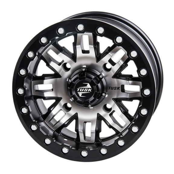 4/156 Tusk Teton Beadlock Wheel 15x7 5.0 + 2.0 Machined/Black for Kawasaki Ridge 1000 Crew Hvac 2025