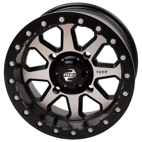 4/156 Tusk Uinta Beadlock Wheel 15x7 4.0 + 3.0 Machined/Black for Yamaha Wolverine Rmax 2 1000 R-Spec 2022