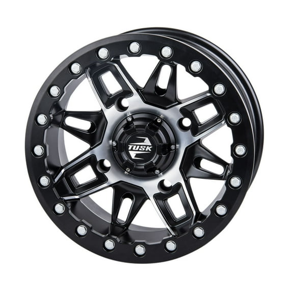 4/156 Tusk Wasatch Beadlock Wheel 15x7 5.0 + 2.0 Machined/Black for Polaris Sportsman 850 X2 2011