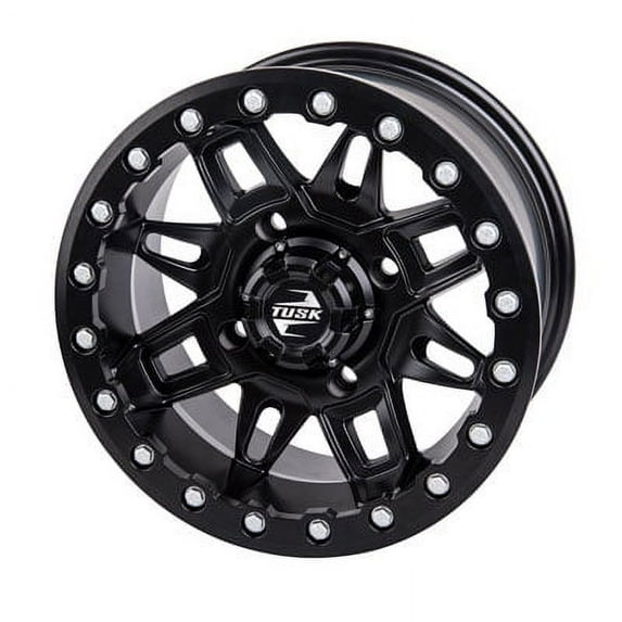 4/156 Tusk Wasatch Beadlock Wheel 15x7 5.0 + 2.0 Matte Black for Polaris RANGER 570 CREW-6 Full Size 2015-2018