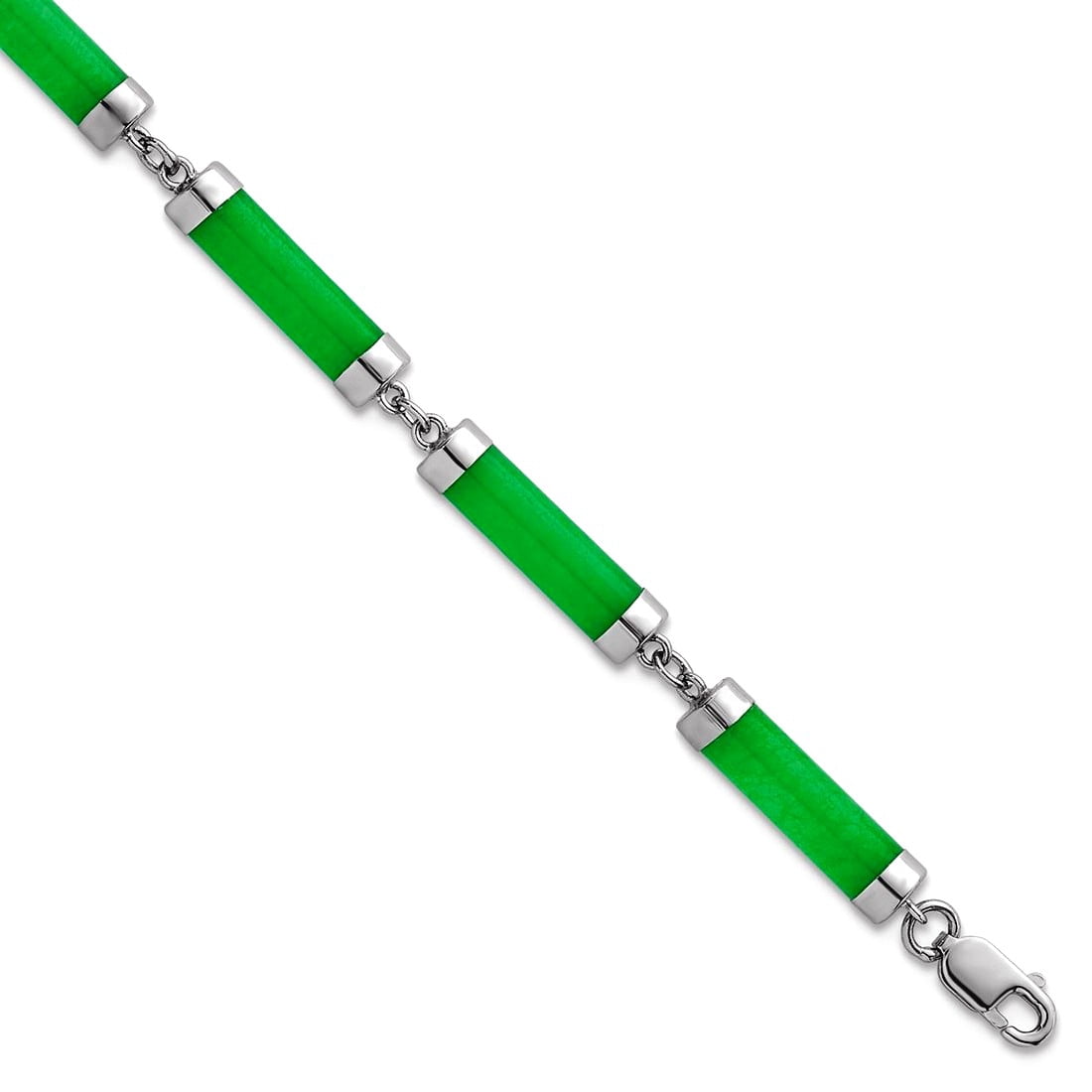 4.15mm 925 Sterling Silver Rhodium Plated Polished Dyed Jade Bars Bracelet 8 Inch Link Bracelet for Women