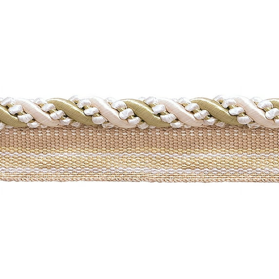 4/16" (0.5cm) Medium Decorative Twisted Rope Cord with Lip | Cord Trim # 0416I2,, White Sands #4001 (White Ivory, Cream Ivory, Light Beige) Sold By The Yard (36"/3 ft/0.9m)