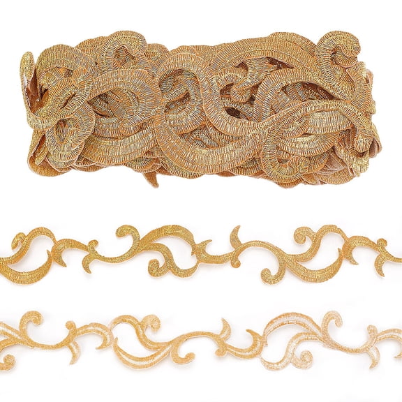4.16 Yards Gold Embroidery Polyester Ribbons Iron on Metallic Flower Lace Metallic Lace Trim Handicrafts Handbags Home Decor Clothing