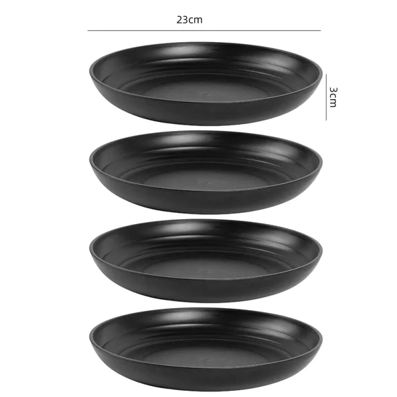 4/16Pcs Black Plastic Cutlery Set Reusable Plates Bowl Cups 4 Sets for Kitchen Outdoor Camping Party Dinnerware Dishes Set