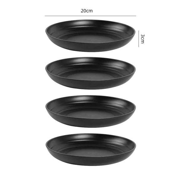 4/16Pcs Black Plastic Cutlery Set Reusable Plates Bowl Cups 4 Sets for Kitchen Outdoor Camping Party Dinnerware Dishes Set