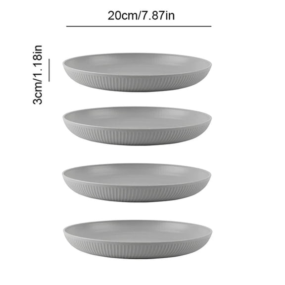 4/16Pcs Grey Straw Cutlery Set Dishes Bowls Disk Water Cup Tableware Plastic Unbreakable Polypropylene Kitchen Dinnerware