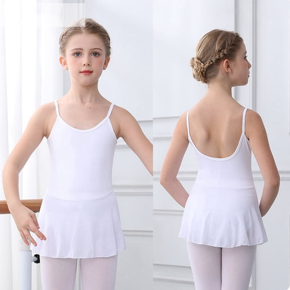 4-16T Girls Sleeveless Ballet Dress Leotards Dancewear Backless Ballerina Dance Dress Ballet Leotards with Skirt
