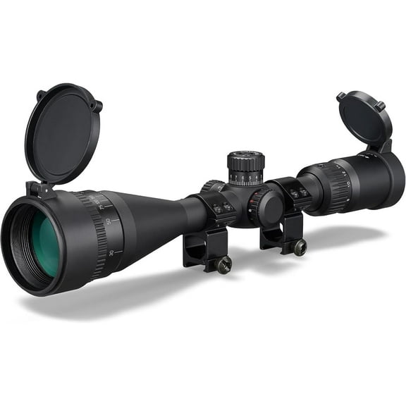 4-16X44AOE Rifle Scope, Red/Green Illuminated Mil-Dot Reticle, Front Parallax Adjustment, 1inch Tube, Medium to Long Range Optic