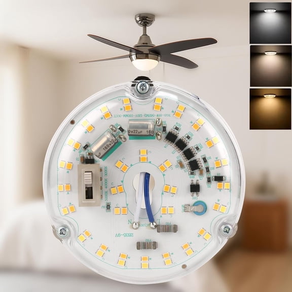 4 18W Color Changeable Ceiling Fan LED Light Replacement, 3000K/4000K/5000K Selectable Ceiling Fan LED Light Kit, 2200LM Dimmable LED Retrofit Kit for Ceiling Fans, ETL Listed