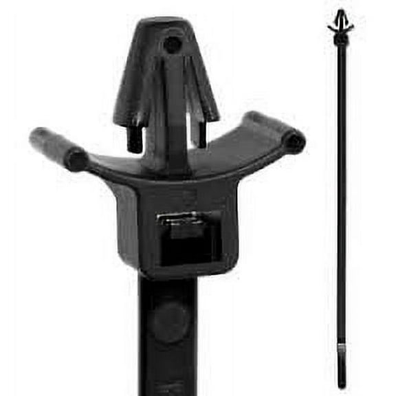 4" 18lb Black Push Mount Cable Ties With Wings 100/Bag Part # PM4-18-0C-WW