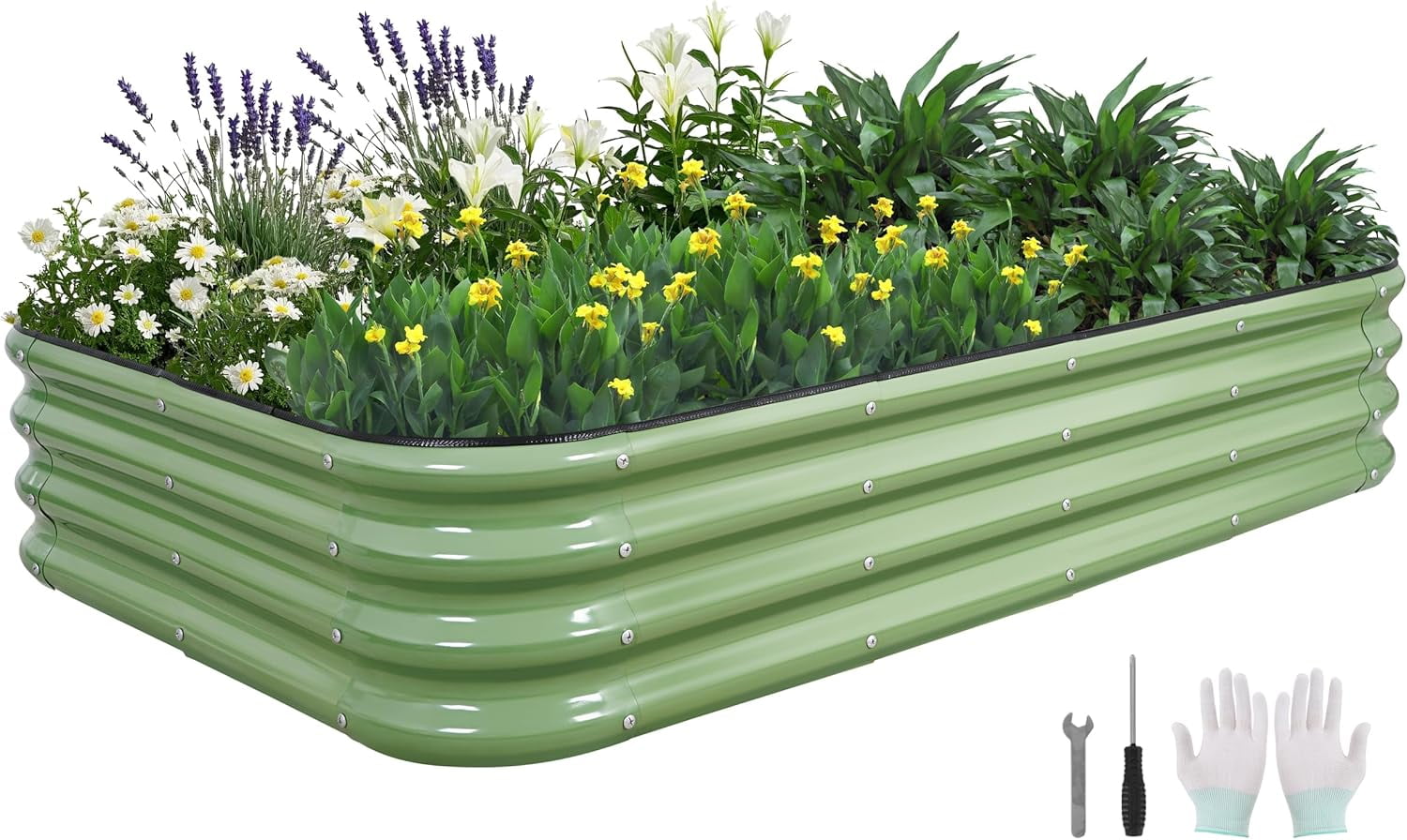 4 in 1Galvanized Raised Garden Bed - 5x3x1ft Modular Garden Planter Bed ...