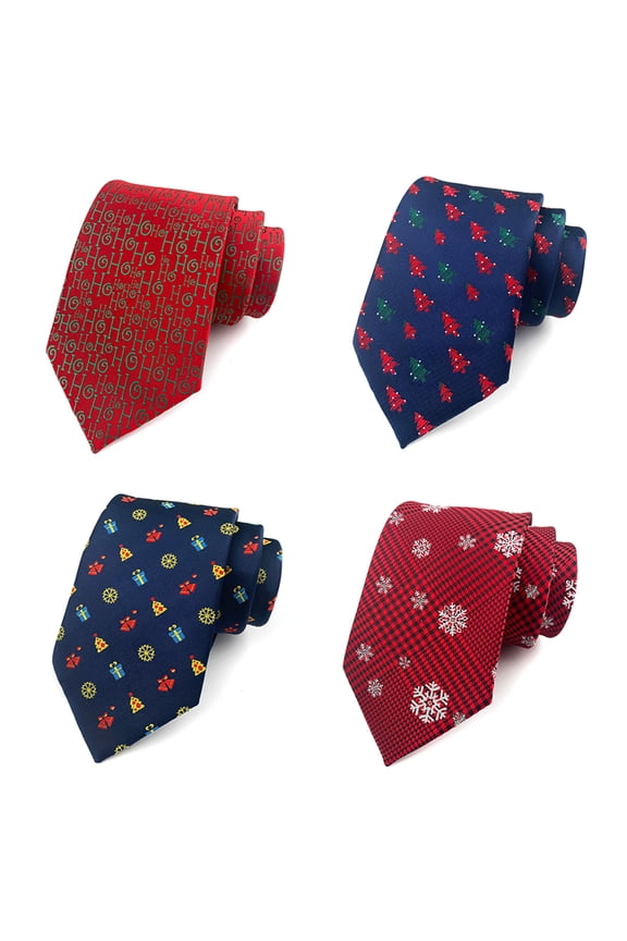 4/1PCS Christmas Ties for Men Holiday Novelty Tie Xmas Necktie Vacation Ties Gift