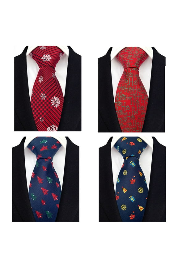 4/1PCS Christmas Ties for Men Holiday Printed Necktie Gift
