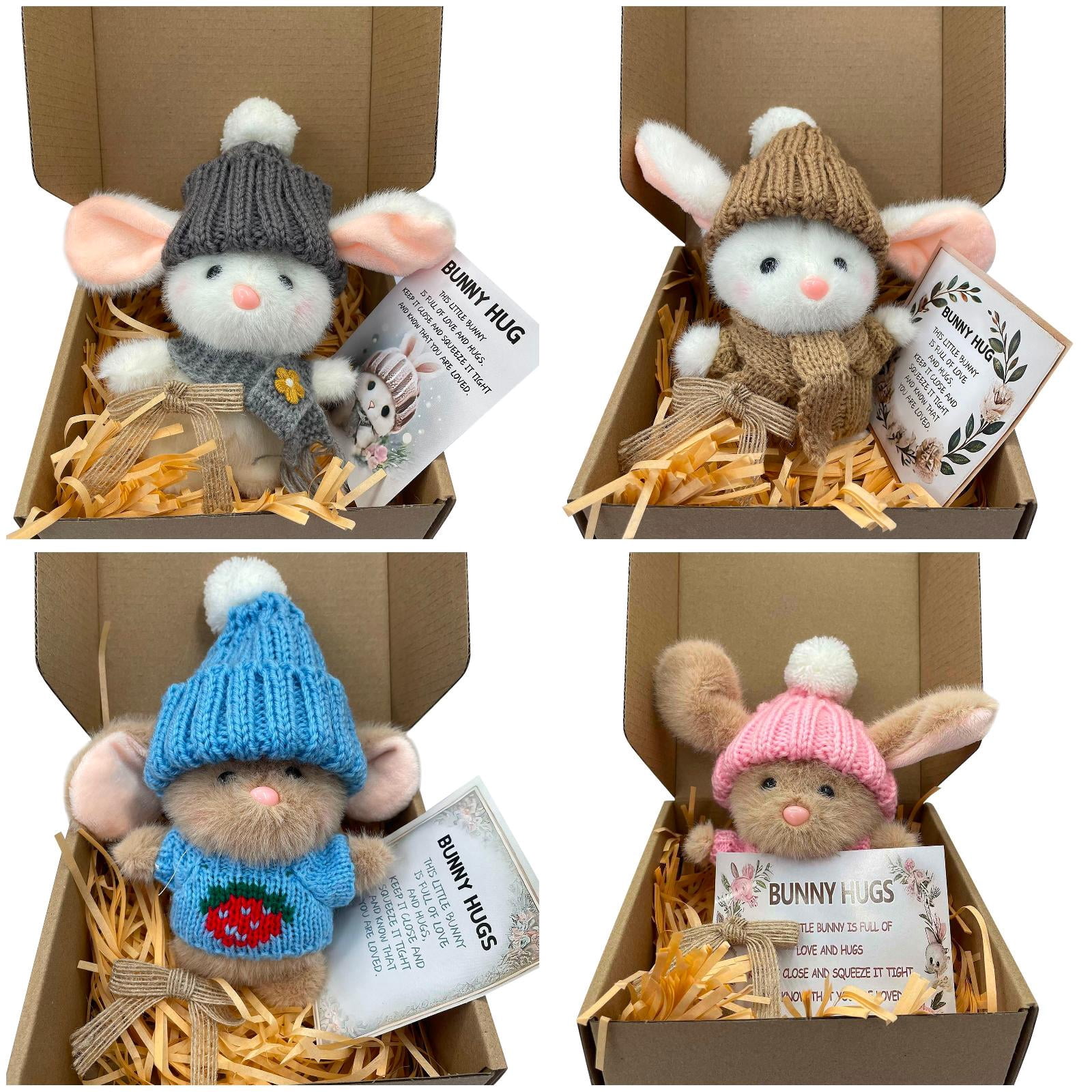 4/1PCS Mini Plush Rabbit Hug with A Hat, Small Plush Rabbit in A Box ...
