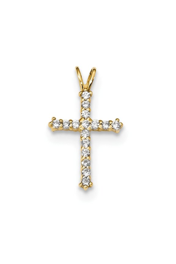 4.1mm 14k Polished Cubic Zirconia Cross Chain Slide