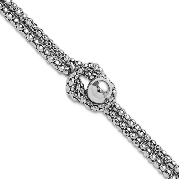4.1mm 925 Sterling Silver Rhodium Plated Knot With 1in Extension Popcorn Chain Bracelet 6.5 Inch Link Bracelet for Women