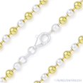 thumbnail image 1 of 4.1mm Ball & Faceted D-Cut Bead Link Chain Necklace in 925 Sterling Silver & 14k Yellow Gold, 1 of 2