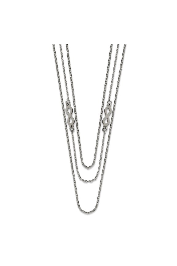 4.1mm Stainless Steel Polished Infinity Sign 3-strand Curb Chain Necklace 36 Inch Strand Necklace for Women and Men