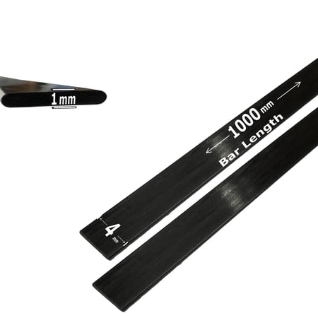 4 1mm x 4mm 1000mm - PULTRUDED-Flat Carbon Fiber Bar. 100% Pultruded high Strength Carbon Fiber. Used for Drones, Radio Controlled Vehicles. Projects requiring high Strength Components